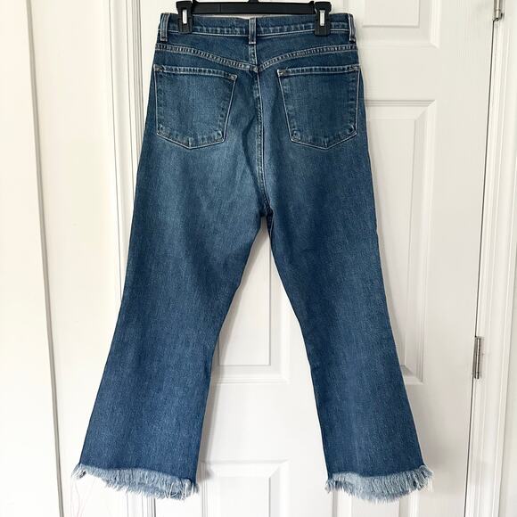 J Brand Julia High Rise Frayed Hem Crop Flare Ankle Denim Jeans in Romance 31 - Picture 8 of 14